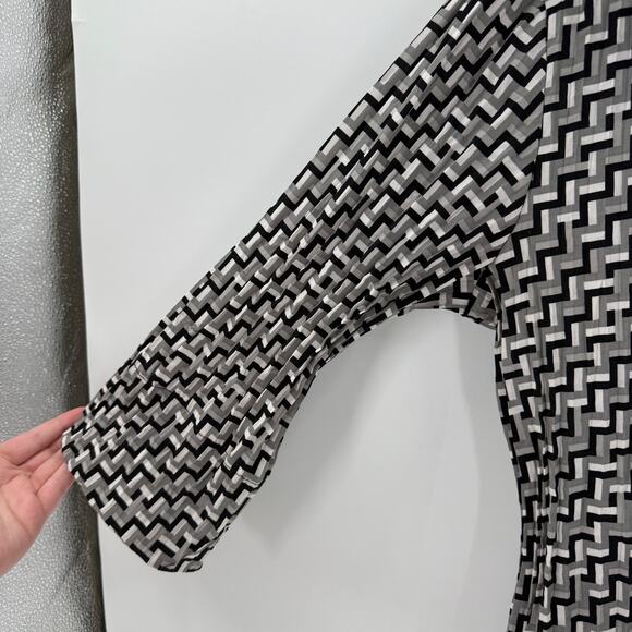 APT 9 Stretch Retro Gray Crinkle Y2K Collared Button Up Blouse Women's Large - Picture 6 of 10